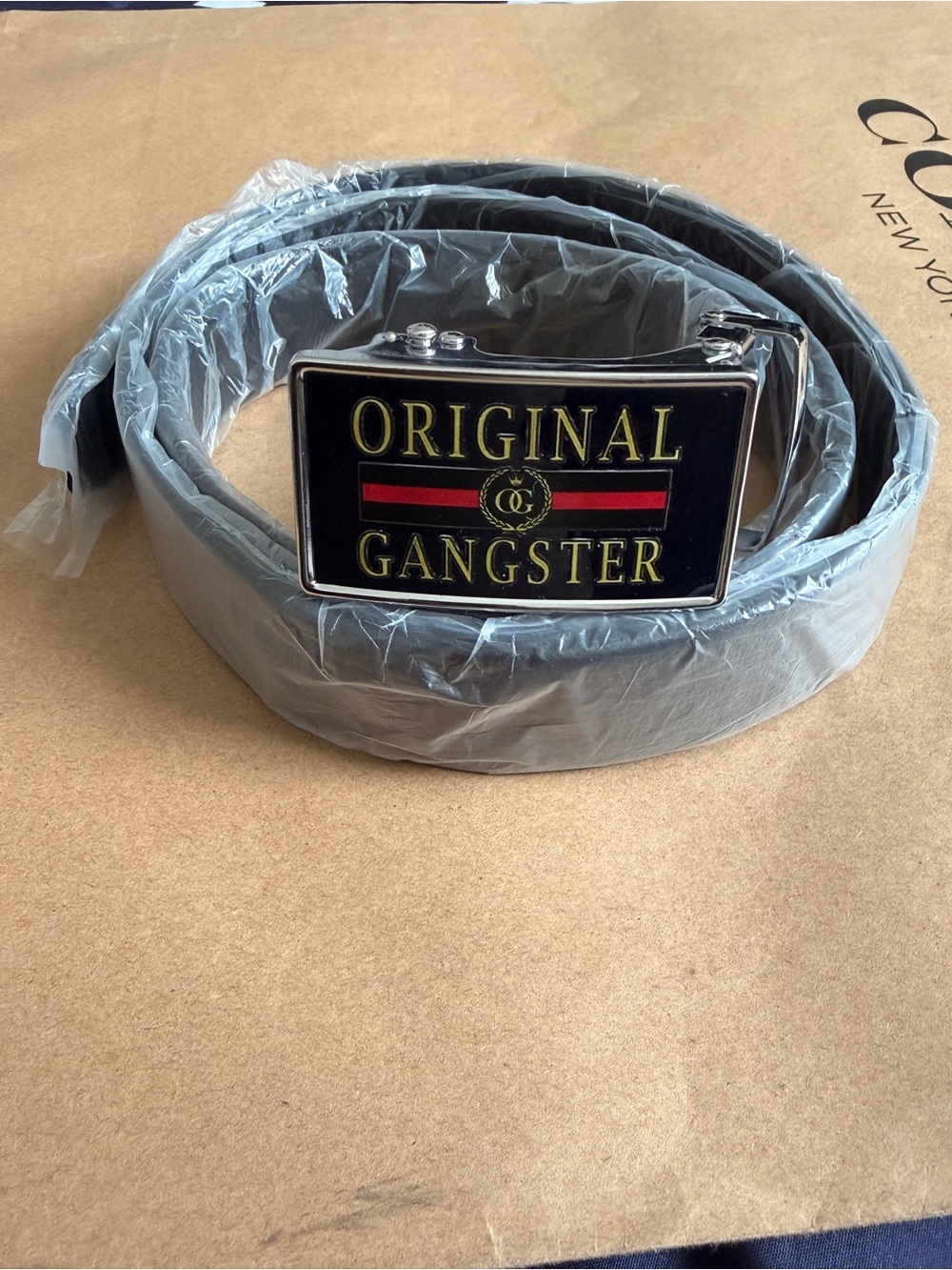 Original Gangster Black PU Leather Belt with Statement Buckle